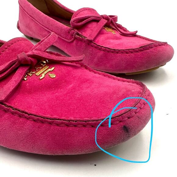 PRADA flats - Fuchsia Hot Pink #barbiecore suede flats - SIZE 37.5 EUC / 7 US - Picture 13 of 14